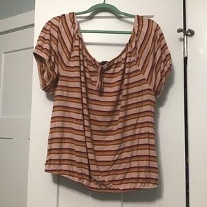 Orange and pink striped blouse